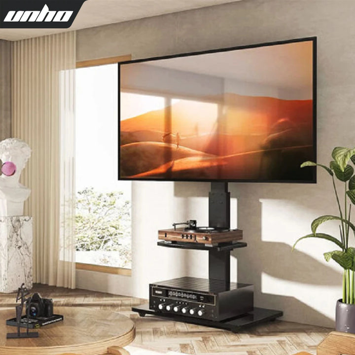Floor TV Stand Mount Swivel Height Adjustable with Shelf HD Cable for 32- 65 Inch LCD LED Flat Screen TV  up to 66 LBS - Vogue Vista UK