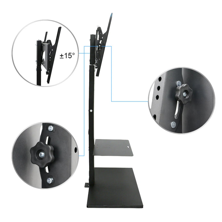 Floor TV Stand Mount Swivel Height Adjustable with Shelf HD Cable for 32- 65 Inch LCD LED Flat Screen TV  up to 66 LBS - Vogue Vista UK