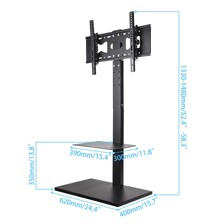 Floor TV Stand Mount Swivel Height Adjustable with Shelf HD Cable for 32- 65 Inch LCD LED Flat Screen TV  up to 66 LBS - Vogue Vista UK