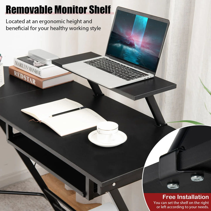 GOFLAME L-Shaped Computer Desk Home Office Corner Workstation w/ Movable Host Stand - Vogue Vista UK