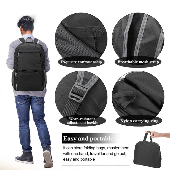 Lightweight Foldable Packable Rucksack Waterproof Breathable Daypack For Outdoor Camping Hiking Travel School Backpack - Vogue Vista UK