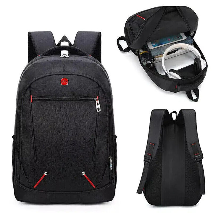 Mens Black Large Backpack Rucksack - Outdoor Sport Work School Travel Hiking Bag - Vogue Vista UK