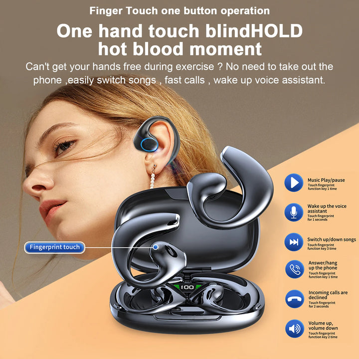 Music Headphones Bone Conduction BT Headset Wireless Gaming Sports Running Headset Earbuds - Vogue Vista UK