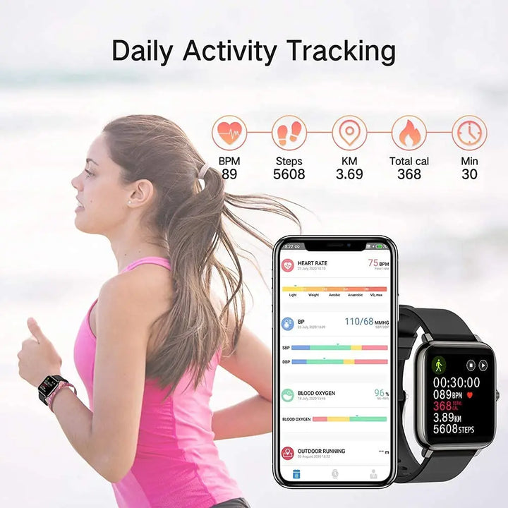Nerunsa Smart Watch, 1.4" Touch Screen Fitness Watch, 8 Sports Modes Fitness Tracker, Sleep Monitor, IP67 Waterproof Smartwatch. - Vogue Vista UK