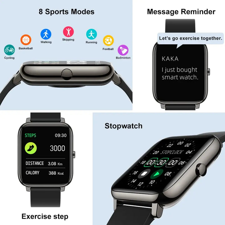 Nerunsa Smart Watch, 1.4" Touch Screen Fitness Watch, 8 Sports Modes Fitness Tracker, Sleep Monitor, IP67 Waterproof Smartwatch. - Vogue Vista UK