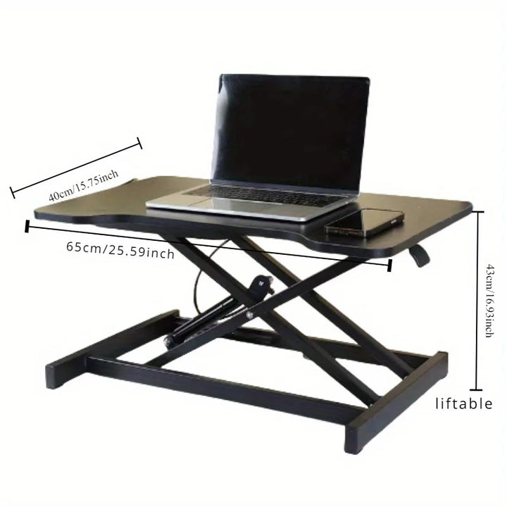 Ultra-Slim Single Top Height Adjustable Standing Desk Riser, Compact Sit Stand Desktop Converter for Monitor or Laptop - Vogue Vista UK
