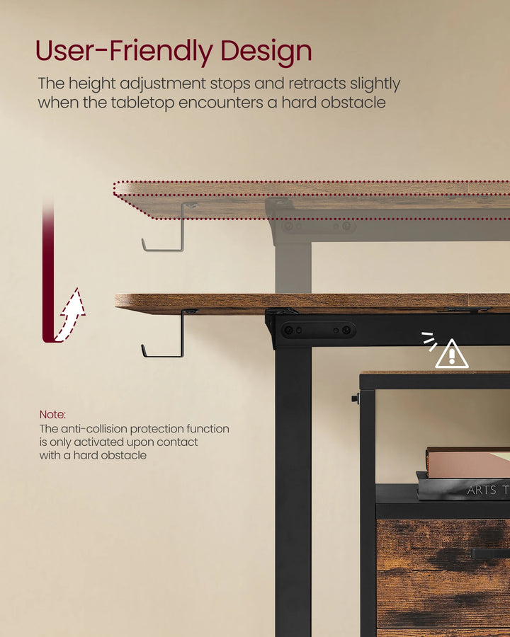 VASAGLE Electric Standing Desk, Height Adjustable Desk, 60 x 110 x (72-120) cm, 4 Memory Heights, Storage Pocket - Vogue Vista UK