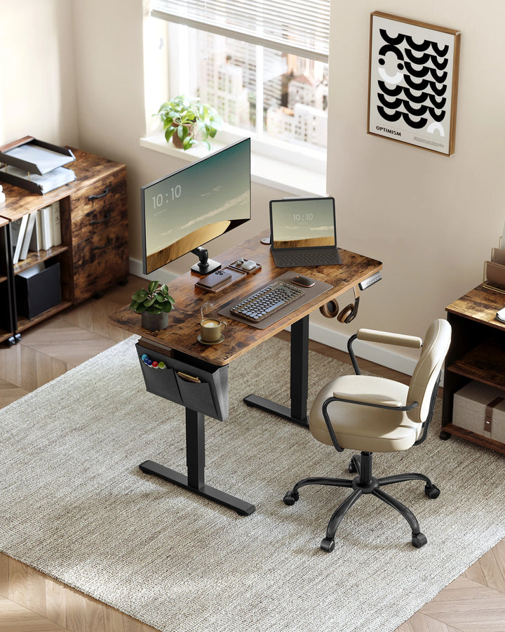 VASAGLE Electric Standing Desk, Height Adjustable Desk, 60 x 110 x (72-120) cm, 4 Memory Heights, Storage Pocket - Vogue Vista UK