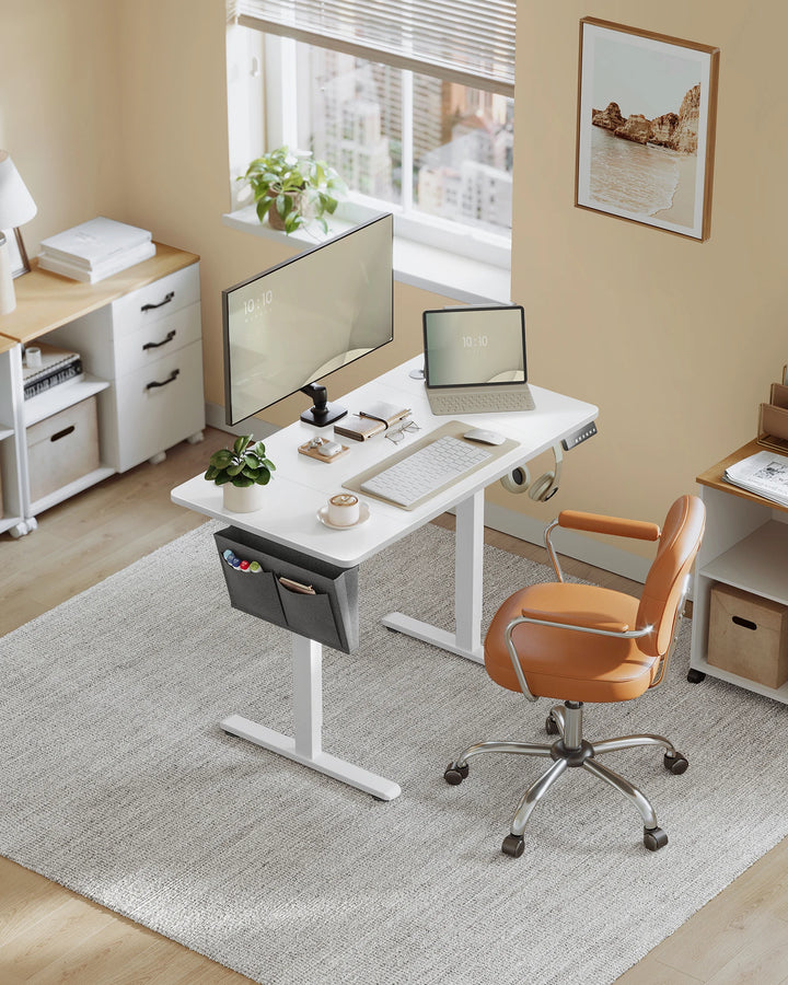 VASAGLE Electric Standing Desk, Height Adjustable Desk, 60 x 110 x (72-120) cm, 4 Memory Heights, Storage Pocket - Vogue Vista UK