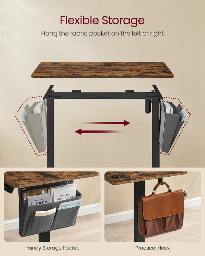 VASAGLE Electric Standing Desk, Height Adjustable Desk, 60 x 110 x (72-120) cm, 4 Memory Heights, Storage Pocket - Vogue Vista UK