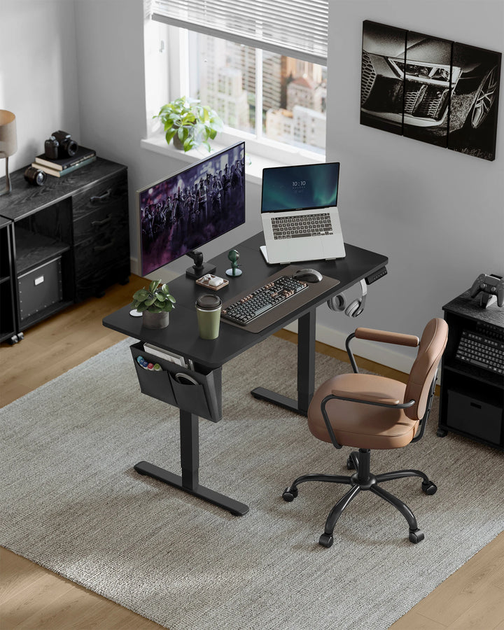 VASAGLE Electric Standing Desk, Height Adjustable Desk, 60 x 110 x (72-120) cm, 4 Memory Heights, Storage Pocket - Vogue Vista UK