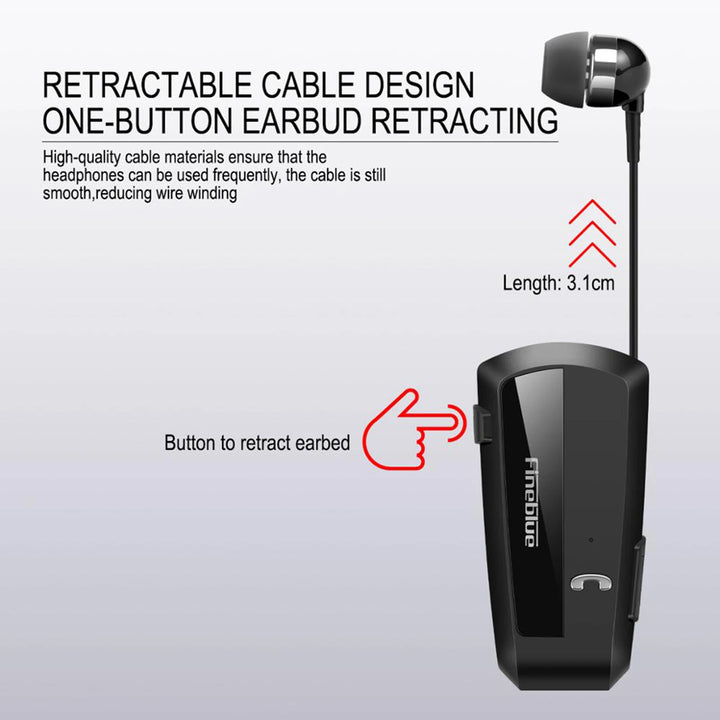 Wireless Business Bluetooth Headset in-Ear Earphone Hands-free Sport Driver Earphone Telescopic Clip on Stereo Earbud with Mic - Vogue Vista UK