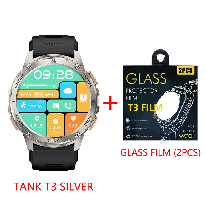 2024 KOSPET TANK T3 Smart Watch For Men 500mAh 60Days Battery IP69K 5ATM Waterproof AMOLED Bluetooth Call Military Men's Watches - Vogue Vista UK