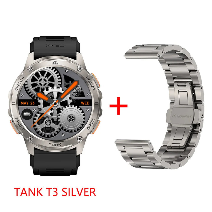 2024 KOSPET TANK T3 Smart Watch For Men 500mAh 60Days Battery IP69K 5ATM Waterproof AMOLED Bluetooth Call Military Men's Watches - Vogue Vista UK