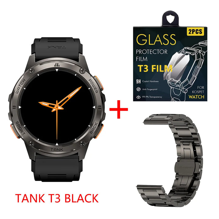 2024 KOSPET TANK T3 Smart Watch For Men 500mAh 60Days Battery IP69K 5ATM Waterproof AMOLED Bluetooth Call Military Men's Watches - Vogue Vista UK