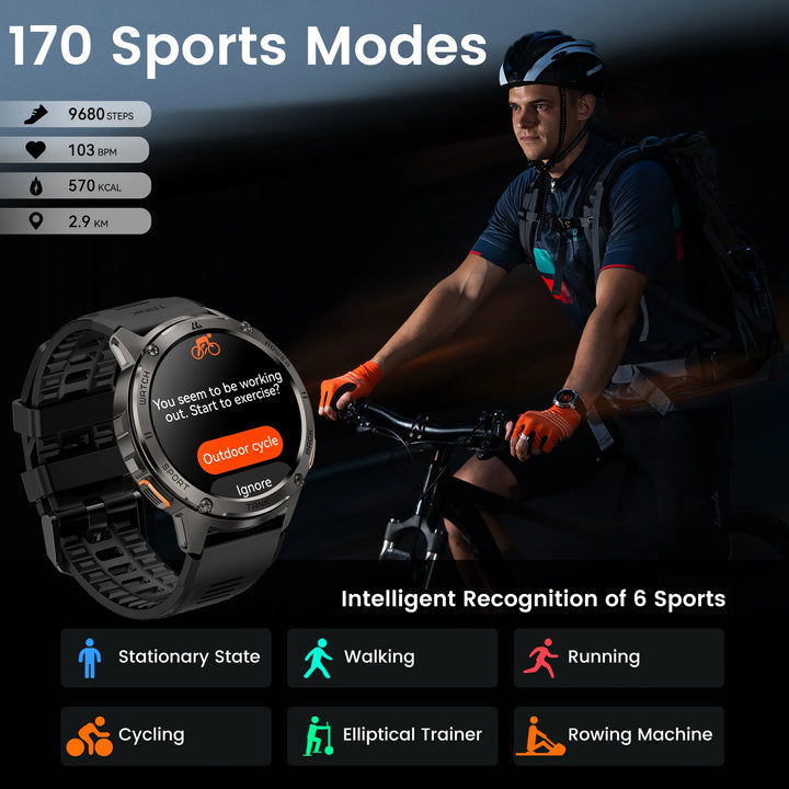 2024 KOSPET TANK T3 Smart Watch For Men 500mAh 60Days Battery IP69K 5ATM Waterproof AMOLED Bluetooth Call Military Men's Watches - Vogue Vista UK