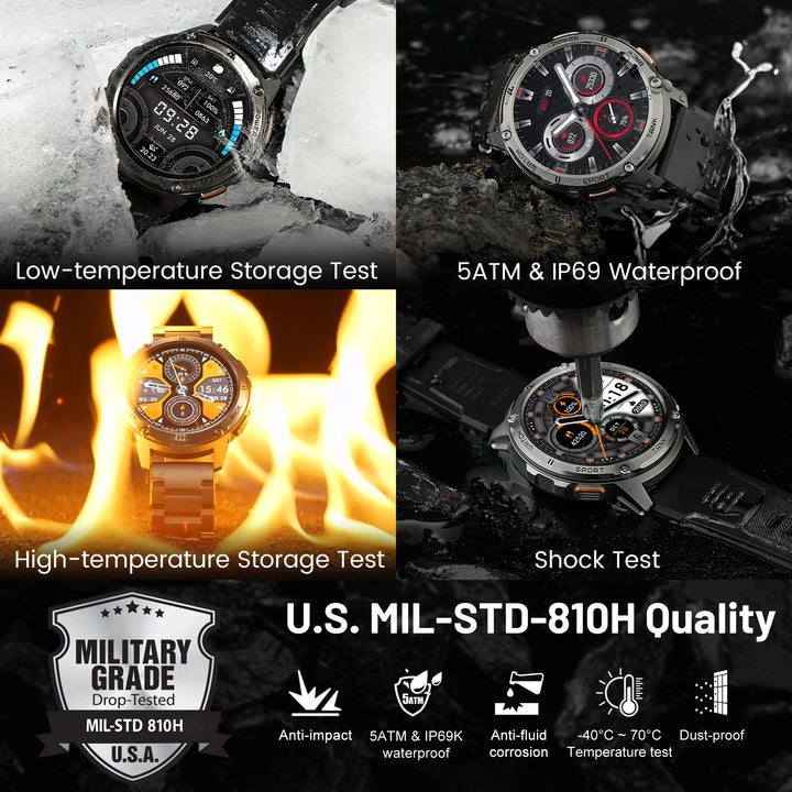 2024 KOSPET TANK T3 Smart Watch For Men 500mAh 60Days Battery IP69K 5ATM Waterproof AMOLED Bluetooth Call Military Men's Watches - Vogue Vista UK