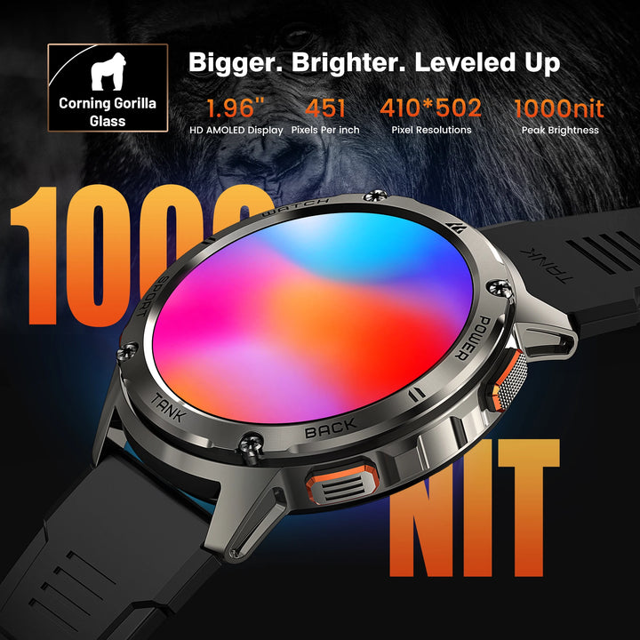 2024 KOSPET TANK T3 Smart Watch For Men 500mAh 60Days Battery IP69K 5ATM Waterproof AMOLED Bluetooth Call Military Men's Watches - Vogue Vista UK
