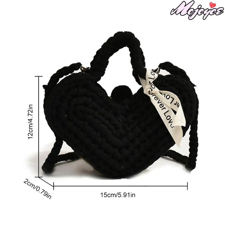 2025 New Handmade Crochet Small Handbag Peach Heart Knitted Women Clutch Purse Unique Love Shape Woven Ladies Mini Crossbody Bag - Vogue Vista UK