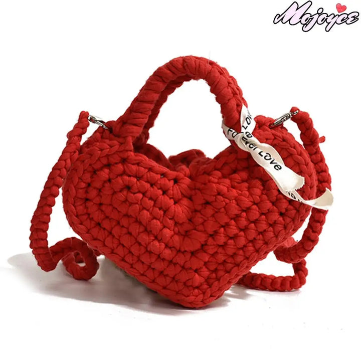 2025 New Handmade Crochet Small Handbag Peach Heart Knitted Women Clutch Purse Unique Love Shape Woven Ladies Mini Crossbody Bag - Vogue Vista UK