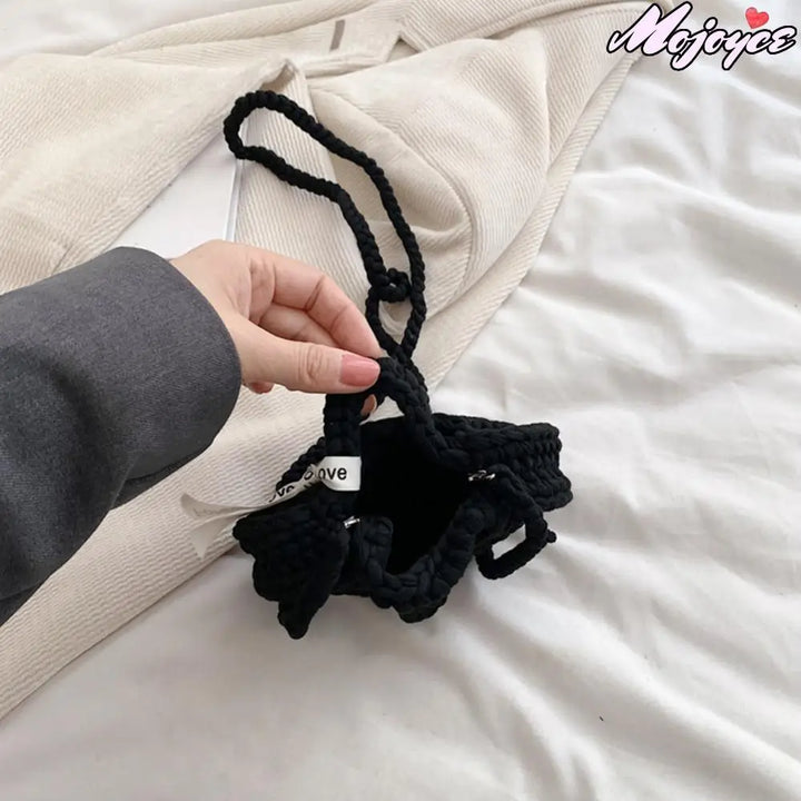 2025 New Handmade Crochet Small Handbag Peach Heart Knitted Women Clutch Purse Unique Love Shape Woven Ladies Mini Crossbody Bag - Vogue Vista UK