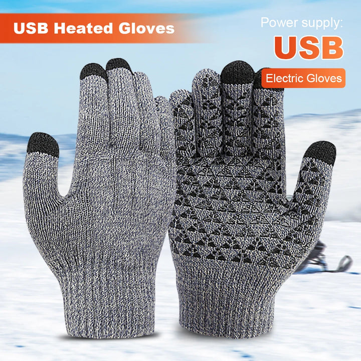 Electric Heated Gloves Winter Warm Gloves USB Touch Screen Gloves Motorcycle Snowboard Cycling Hand Warmer for Driving Skiing - Vogue Vista UK