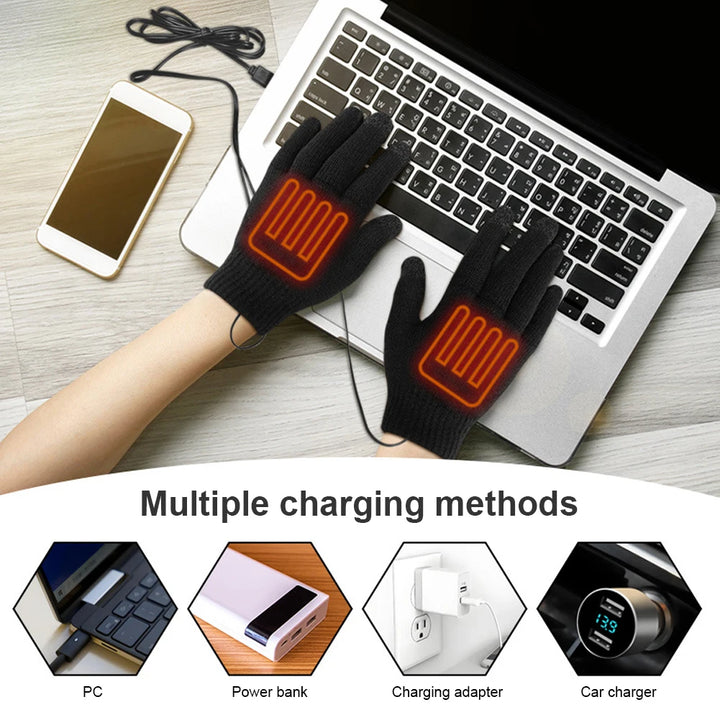 Electric Heated Gloves Winter Warm Gloves USB Touch Screen Gloves Motorcycle Snowboard Cycling Hand Warmer for Driving Skiing - Vogue Vista UK