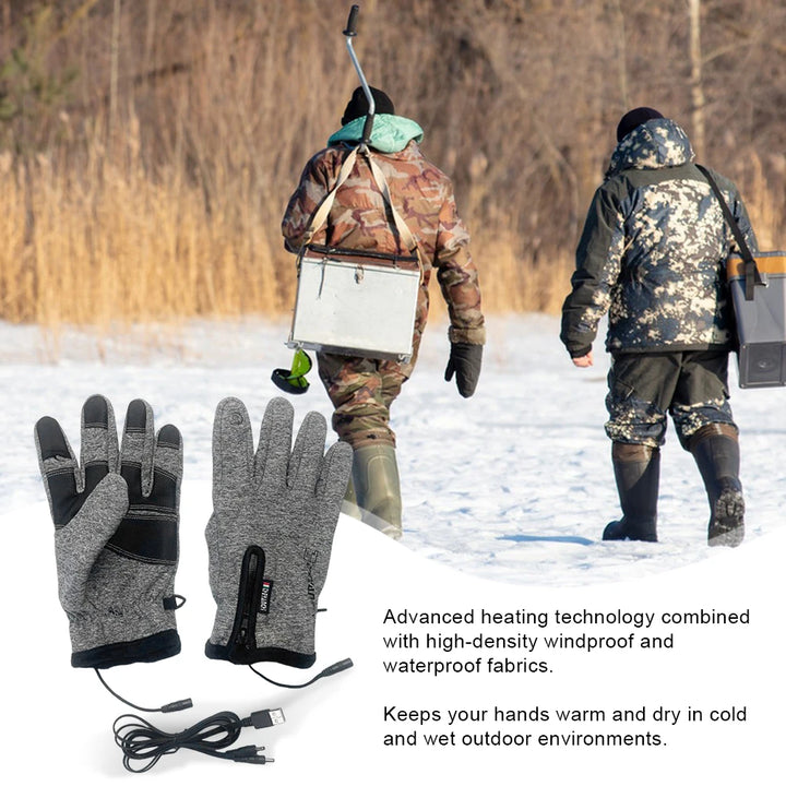 Heating Gloves USB Heated Gloves for Men Women Thermal Touch Screen Gloves Winter Moto Gloves for Outdoor Cycling Skiing Hiking - Vogue Vista UK