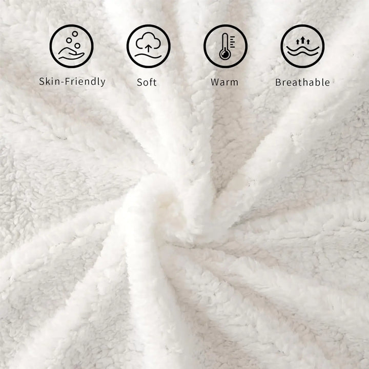Double Layered Sherpa Fleece Flannel Blanket: Soft, Reversible Microfiber Throw for Bed, Couch, and Travel - 150x200cm (Blue) - Vogue Vista UK