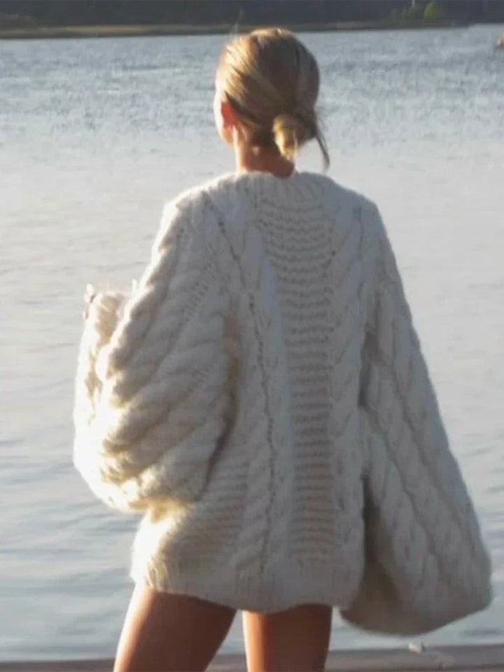 Vintage Knitted Women Pullover O-neck Full Sleeves Twist Female Sweater 2024 Autumn Winter Casual Oversize Solid Lady Sweaters - Vogue Vista UK
