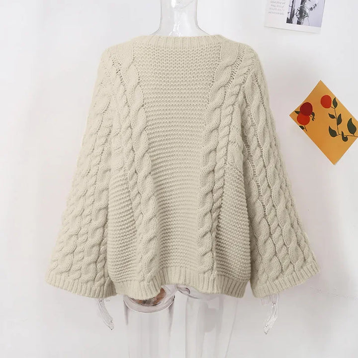 Vintage Knitted Women Pullover O-neck Full Sleeves Twist Female Sweater 2024 Autumn Winter Casual Oversize Solid Lady Sweaters - Vogue Vista UK