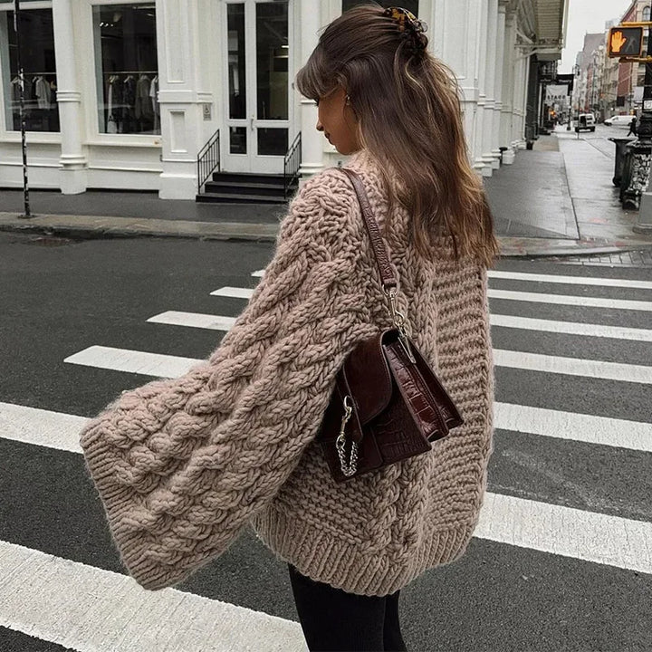 Vintage Knitted Women Pullover O-neck Full Sleeves Twist Female Sweater 2024 Autumn Winter Casual Oversize Solid Lady Sweaters - Vogue Vista UK