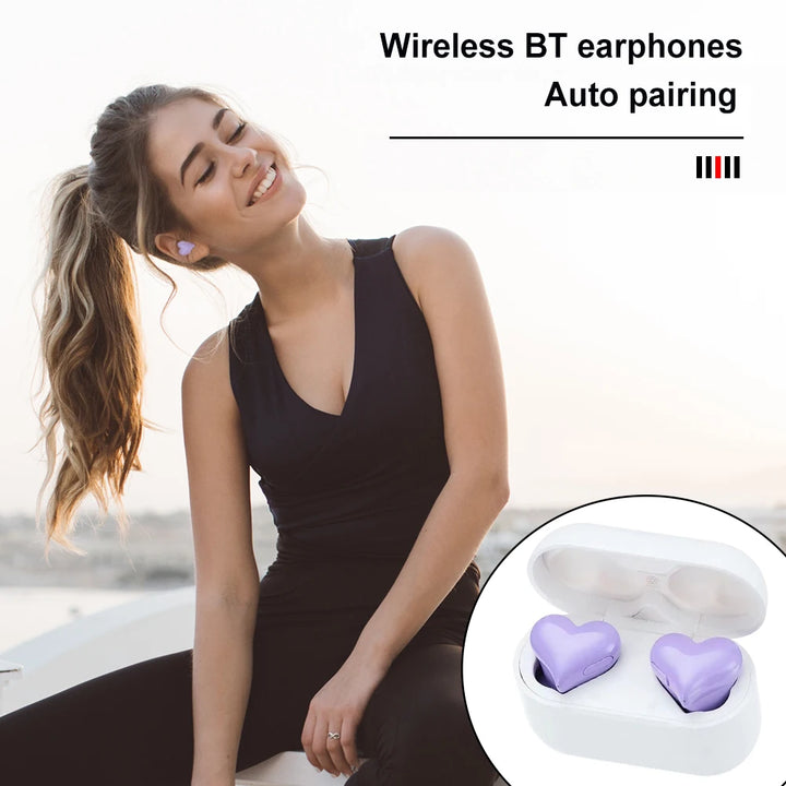 Fashion Wireless Earphones Hi-Fi Stereo Headphones Heartbuds Bluetooth-compatible In Ear Noice Cancelling for Student Girl Women - Vogue Vista UK