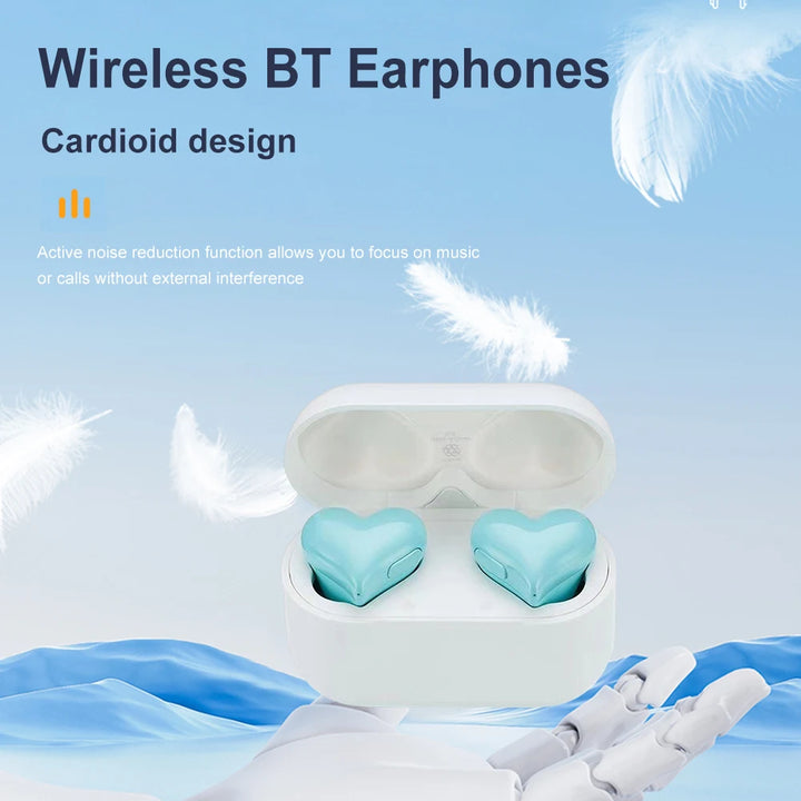 Fashion Wireless Earphones Hi-Fi Stereo Headphones Heartbuds Bluetooth-compatible In Ear Noice Cancelling for Student Girl Women - Vogue Vista UK