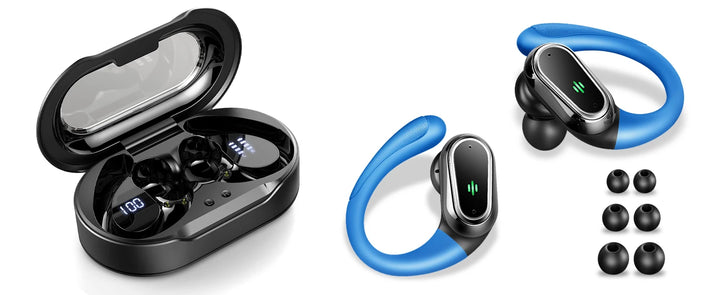 Wireless Earbuds, Bluetooth 5.3 Headphones Sport with ENC Noise Canceling Mic, 50H Stereo Wireless Headphones, Dual LED Display. - Vogue Vista UK