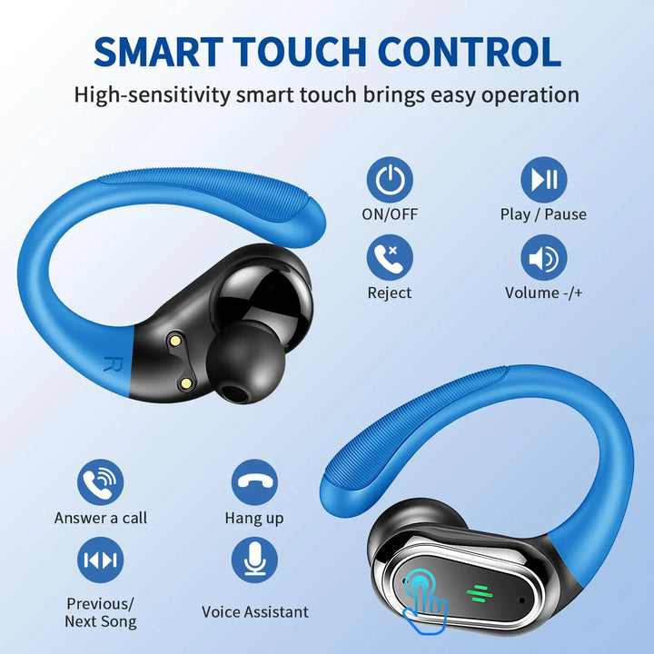 Wireless Earbuds, Bluetooth 5.3 Headphones Sport with ENC Noise Canceling Mic, 50H Stereo Wireless Headphones, Dual LED Display. - Vogue Vista UK