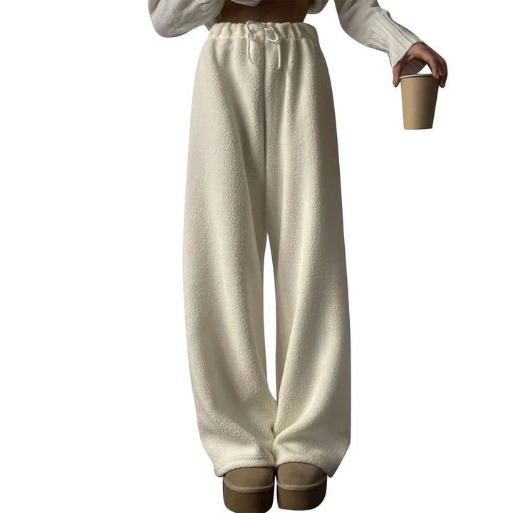 Female Autumn And Winter Soft And Warm Shaker Velvet Elastic Waist Drawstring Solid Color Casual Pants - Vogue Vista UK