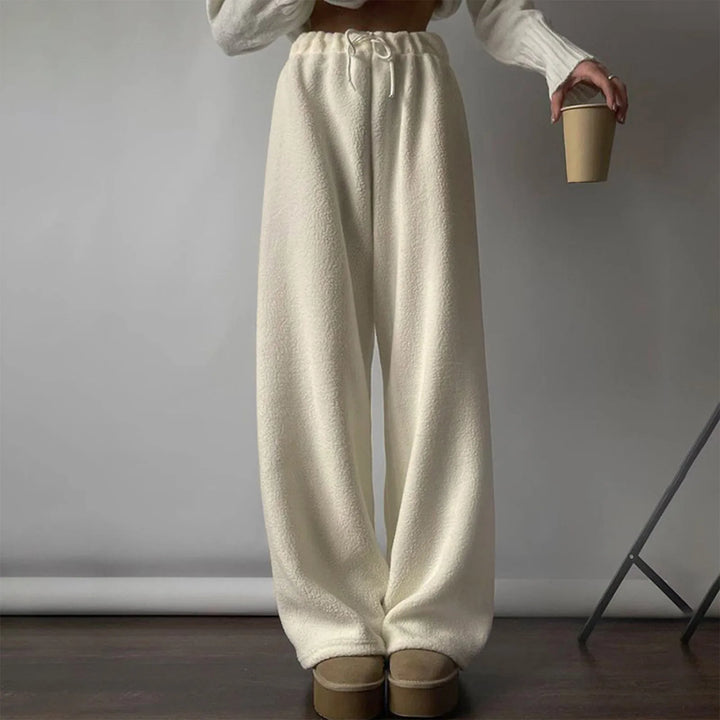 Female Autumn And Winter Soft And Warm Shaker Velvet Elastic Waist Drawstring Solid Color Casual Pants - Vogue Vista UK