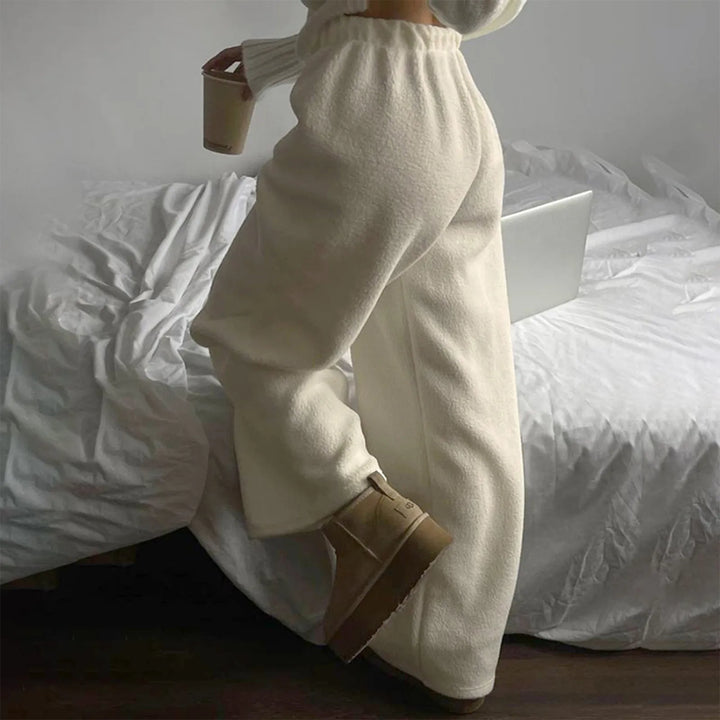 Female Autumn And Winter Soft And Warm Shaker Velvet Elastic Waist Drawstring Solid Color Casual Pants - Vogue Vista UK