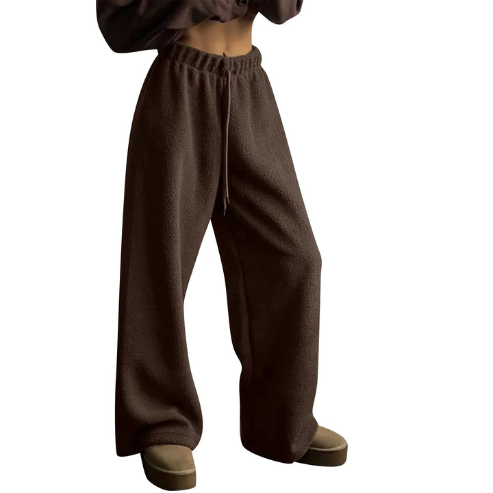 Female Autumn And Winter Soft And Warm Shaker Velvet Elastic Waist Drawstring Solid Color Casual Pants - Vogue Vista UK