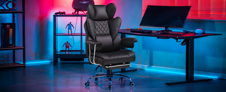 GTPLAYER Gaming Chair Desk Computer Chair with Footrest High Back Lumbar Support - Vogue Vista UK