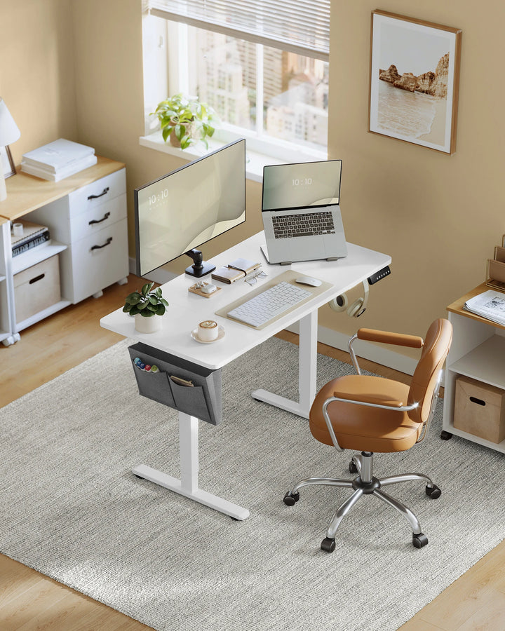 VASAGLE Electric Standing Desk, Height Adjustable Desk, 60 x 120 x (72-120) cm, 4 Memory Heights, Storage Pocket - Vogue Vista UK