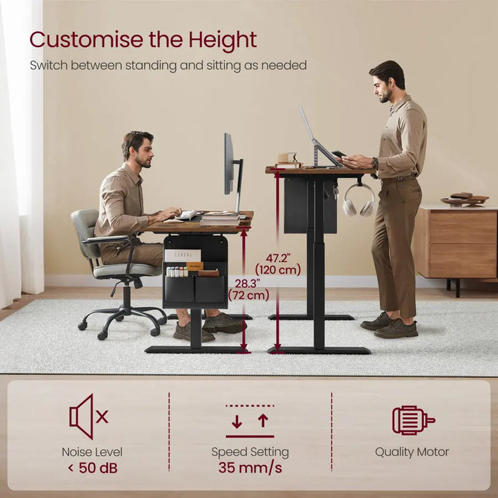 VASAGLE Height Adjustable Electric Standing Desk, Continuous Adjustment - Vogue Vista UK