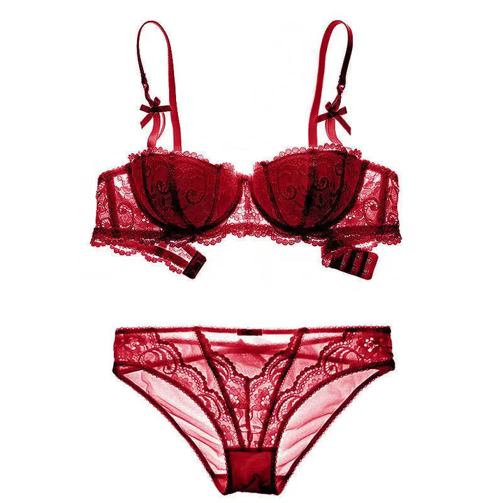Women's French Style Lace Sexy Lingerie Set Ladies Sexy Bra Set Half Cup Push Up Bra Breathable Bra And Panties Sets Women Bra - Vogue Vista UK