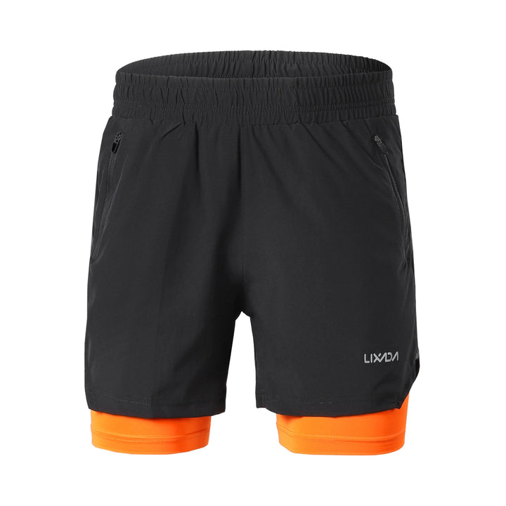 Lixada Men 2 in 1 Running Shorts Quick Drying Breathable Active Training Exercise Jogging Marathon Cycle Shorts - Vogue Vista UK