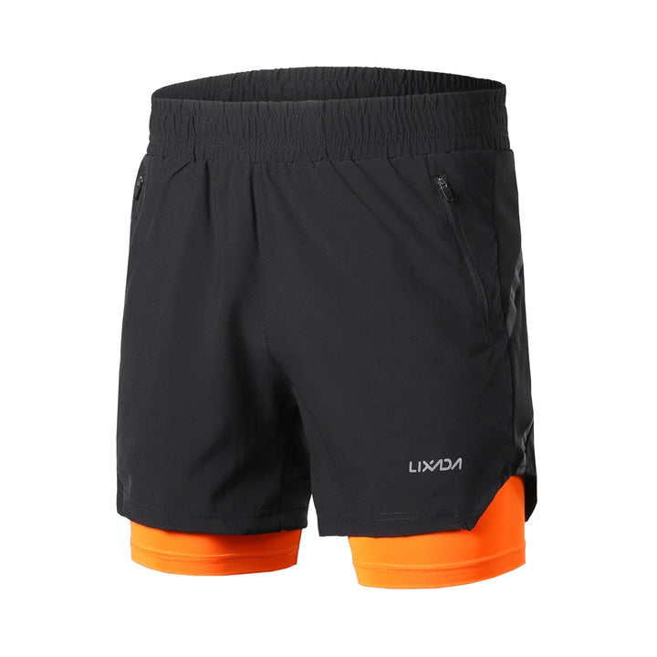 Lixada Men 2 in 1 Running Shorts Quick Drying Breathable Active Training Exercise Jogging Marathon Cycle Shorts - Vogue Vista UK