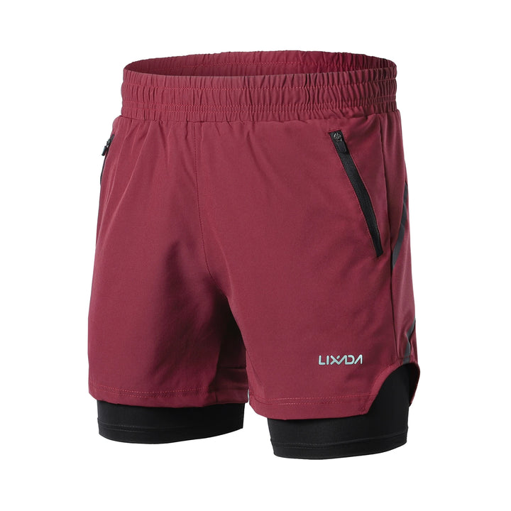 Lixada Men 2 in 1 Running Shorts Quick Drying Breathable Active Training Exercise Jogging Marathon Cycle Shorts - Vogue Vista UK