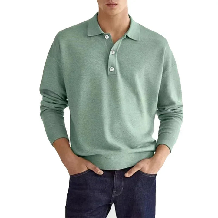 Men's Long Sleeve POLO Shirt Solid Color Lapel Button Office Commuter Business Casual Pullover Fashion Sports T-shirt S-3XL - Vogue Vista UK