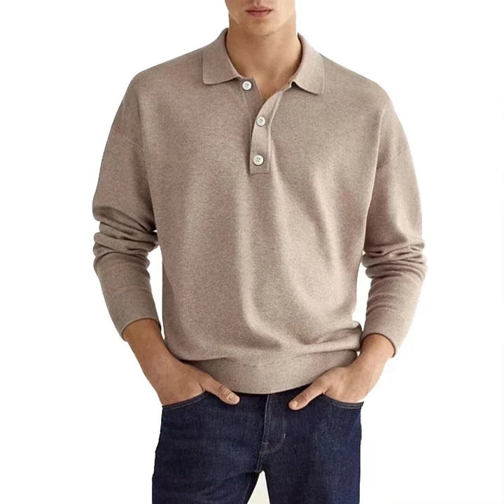 Men's Long Sleeve POLO Shirt Solid Color Lapel Button Office Commuter Business Casual Pullover Fashion Sports T-shirt S-3XL - Vogue Vista UK