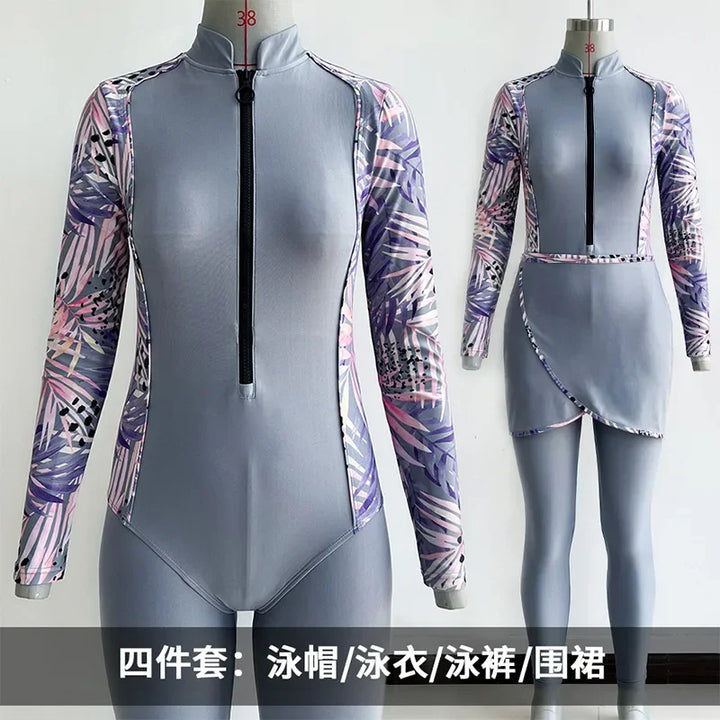 Abaya Summer Muslim Swimwear Hijab Women Musulman 4pcs Swimsuit Muslim Swimming Suit Modest Swimwear 4 Pieces Sets Islamic 2025 - Vogue Vista UK
